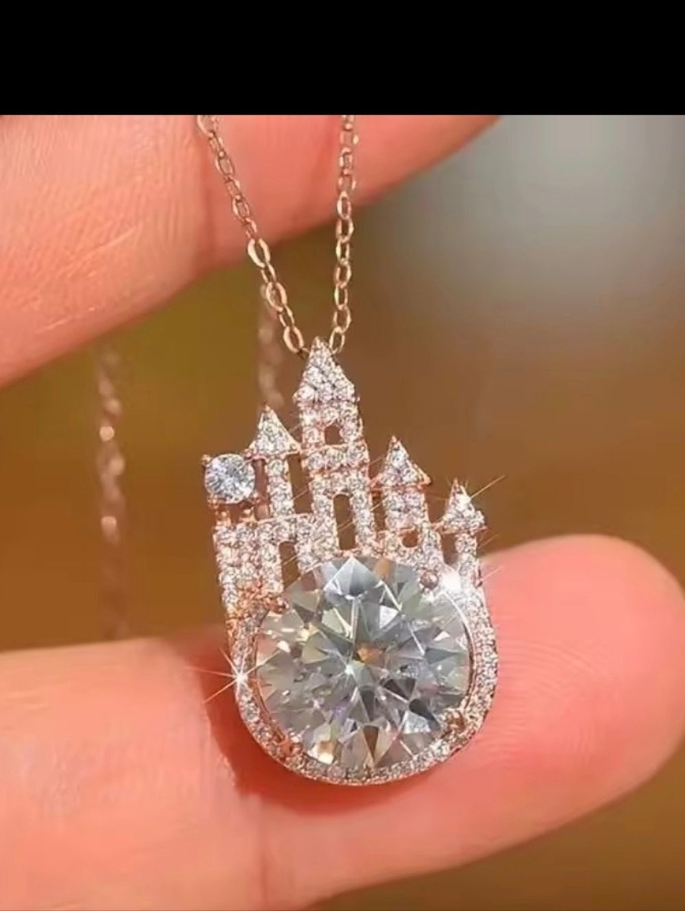 Rose Gold Diamond Castle Necklace